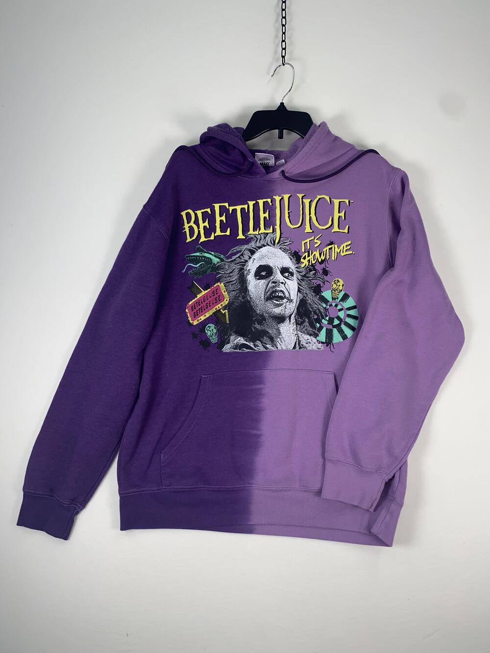 Beetlejuice Hoodie Mens Large Purple It's Showtime Graphic Fleece Pullover